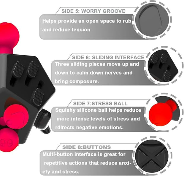 4-Pack 12-Side Fidget Cube Set