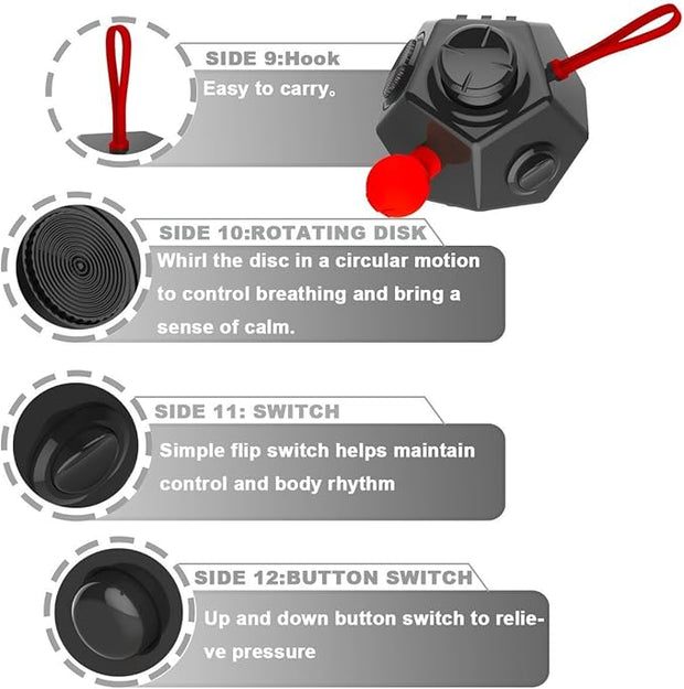 4-Pack 12-Side Fidget Cube Set