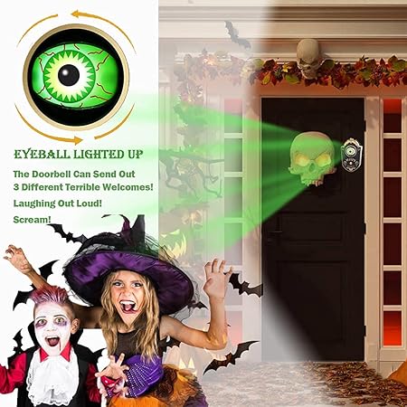 Halloween Doorbell – Animated Eyeball with Spooky Sounds and Light-Up Effect