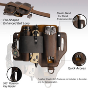 Leather Multitool Sheath – EDC Belt Organizer for Work and Daily Use, Fits Flashlight and Multitool