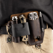Leather Multitool Sheath – EDC Belt Organizer for Work and Daily Use, Fits Flashlight and Multitool