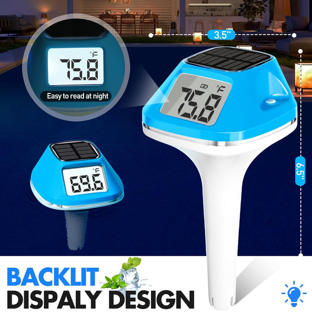 🌞 Smart Solar-Powered Thermometer — Bigger, Brighter, More Accurate Water Temperature Monitoring!
