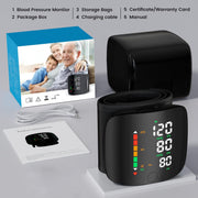 🩺 LED Wrist Blood Pressure Monitor – Touch Screen, Voice Broadcast, Dual-User Memory