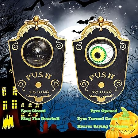 Halloween Doorbell – Animated Eyeball with Spooky Sounds and Light-Up Effect