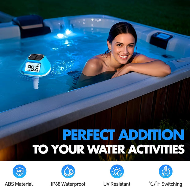 🌞 Smart Solar-Powered Thermometer — Bigger, Brighter, More Accurate Water Temperature Monitoring!
