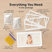 👶 Baby Handprint Keepsake Kit – Personalized Photo Frame with Clay for Hand &amp; Footprints, Ideal Baby Shower Gift