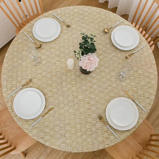 Round Vinyl Tablecloth with Flannel Backing