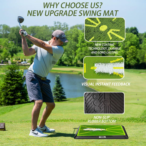 Golf Hitting Mat – Swing Path Feedback Training Mat for Indoor & Outdoor Practice