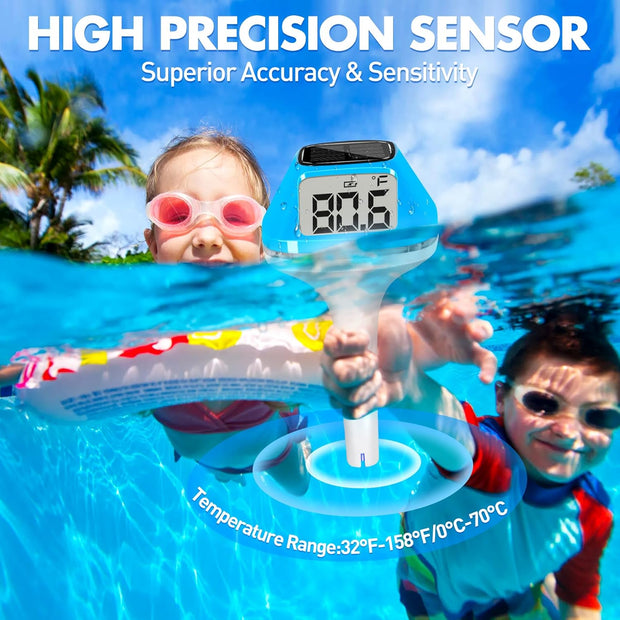 🌞 Smart Solar-Powered Thermometer — Bigger, Brighter, More Accurate Water Temperature Monitoring!
