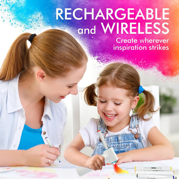 Children's Airbrush Marker Set – Creative DIY Art Kit with Washable Markers & Stencils