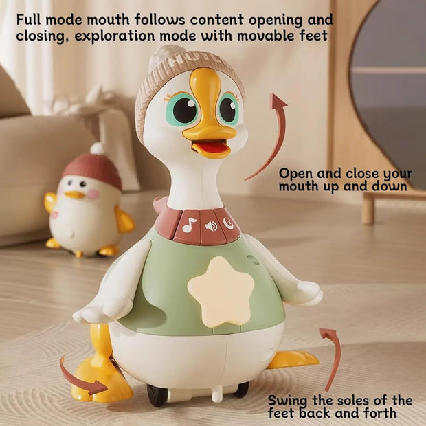 Crawling Duck Family Toy – Walking Duck with Ducklings | Light-Up Waddling Crawling Toy